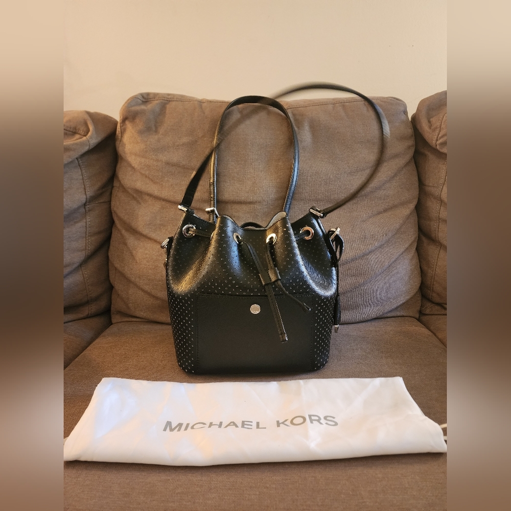 MICHAEL KORS Perforated Leather Bucket Bag